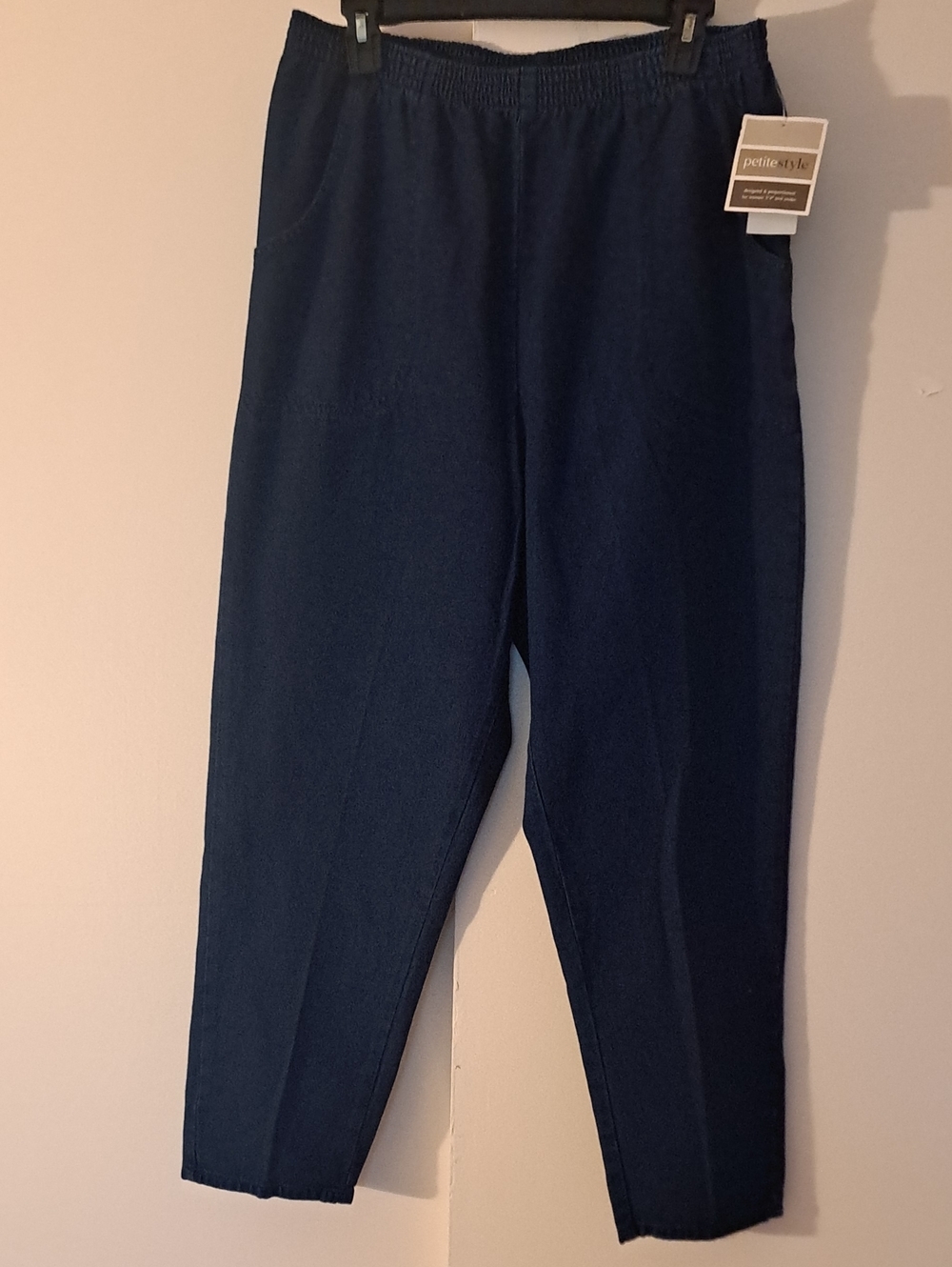 Cascade Blues Petites by Izzy Dark Blue Pull-On Pants 100% Cotton